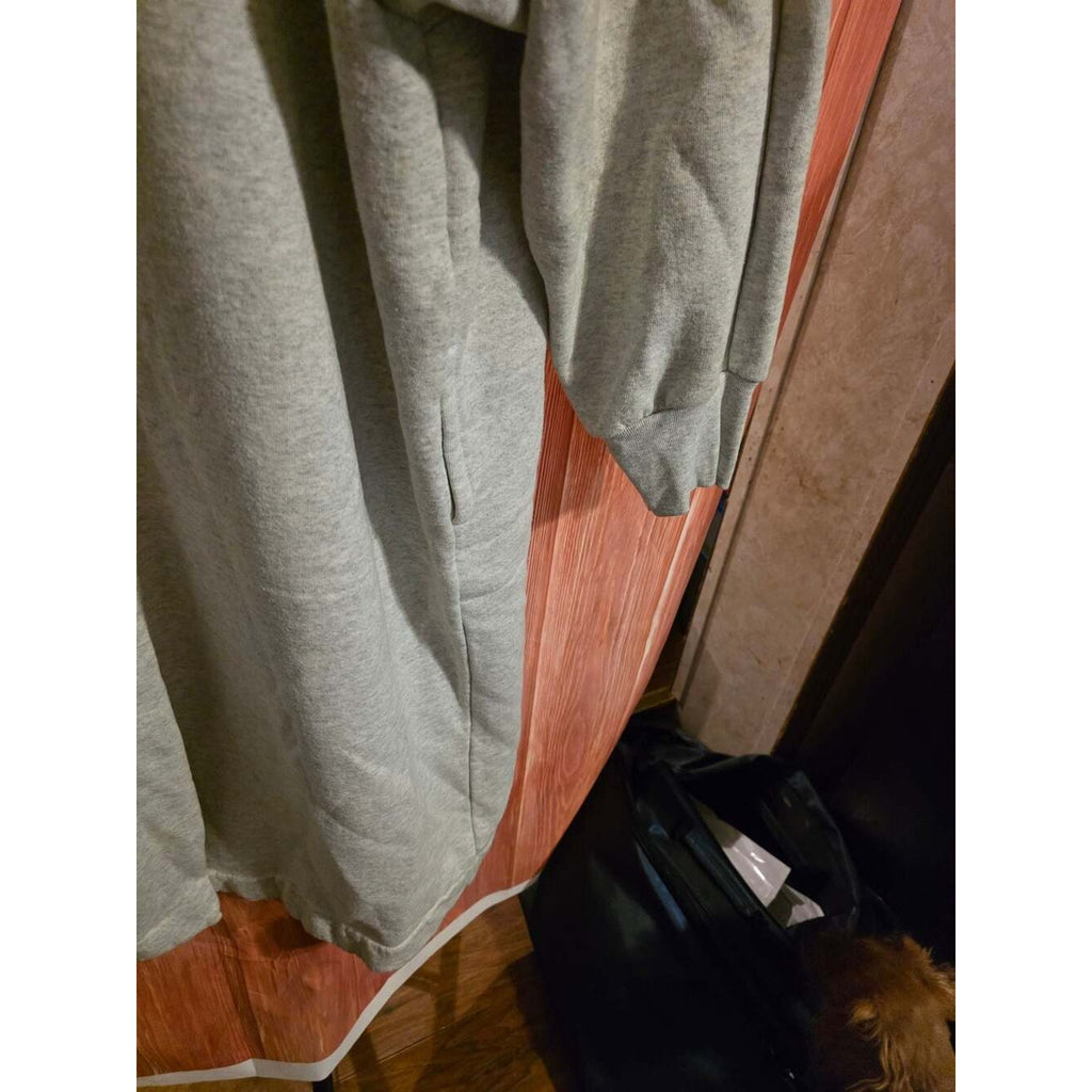 Unbranded Gray Sweatshirt Long Cardigan Duster with Gold Buttons