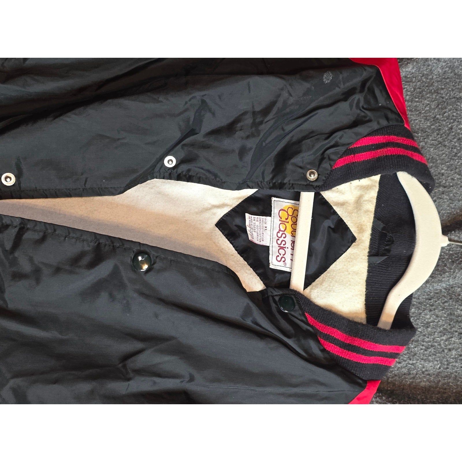 Vintage Russell Athletic Varsity Bomber Jacket XL Black Red Flannel Lined USA
