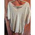 Carolina Colours Plus White Short Sleeve V-Neck Sweater with Distressed Detailin