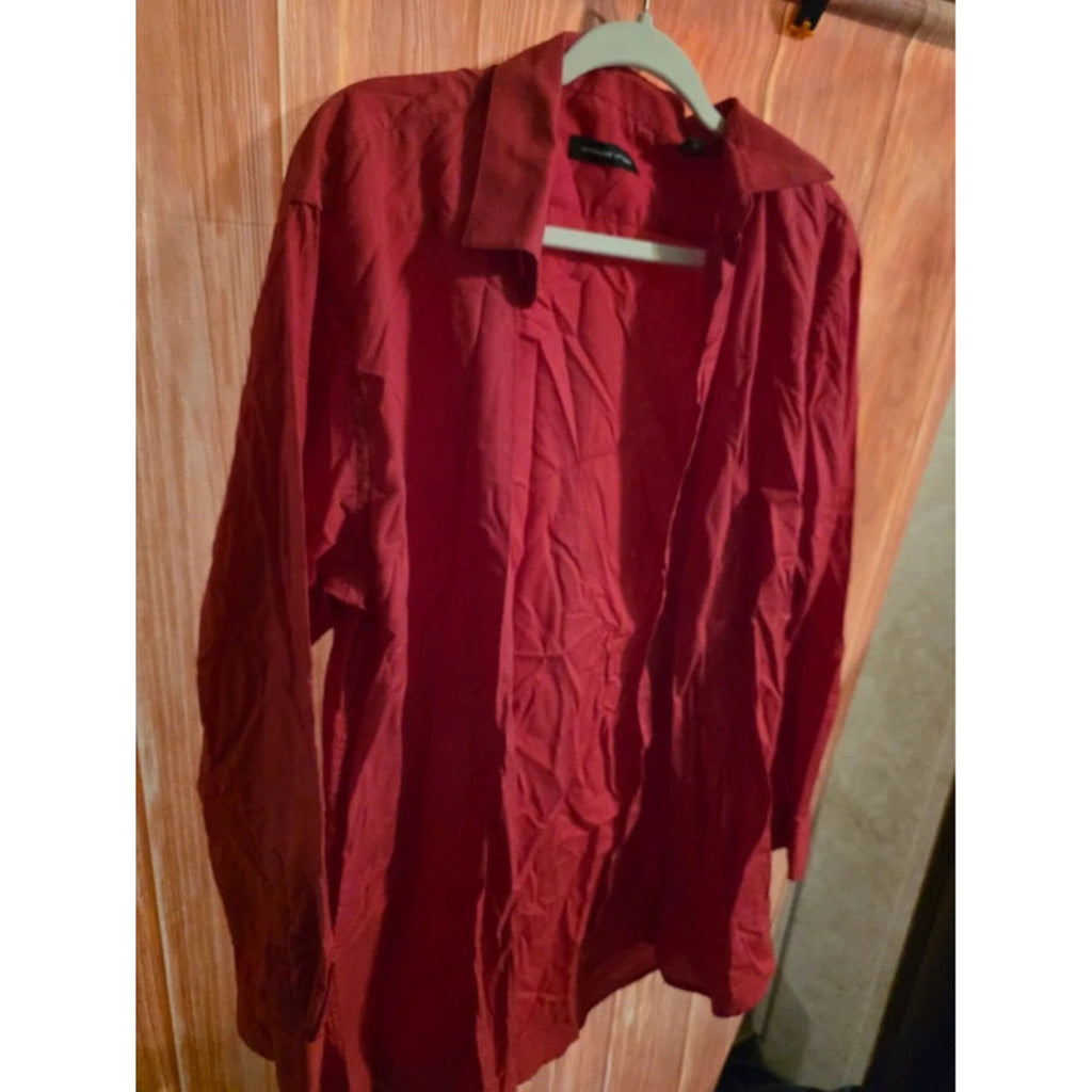 Adrienne Vittadini Mens Crimson Red Dress Shirt Long Sleeve 17-17.5 36/37 Tall