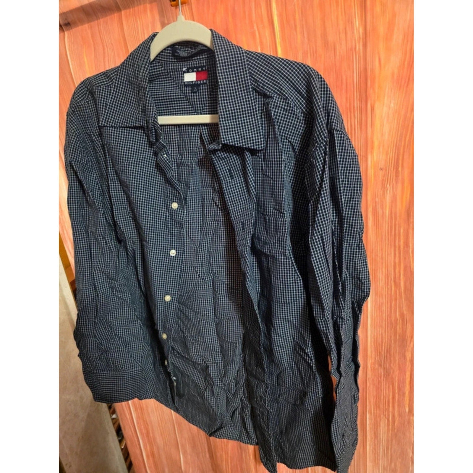 Vintage Tommy Hilfiger Mens Large 100% Cotton Button Down Shirt Long Sleeve