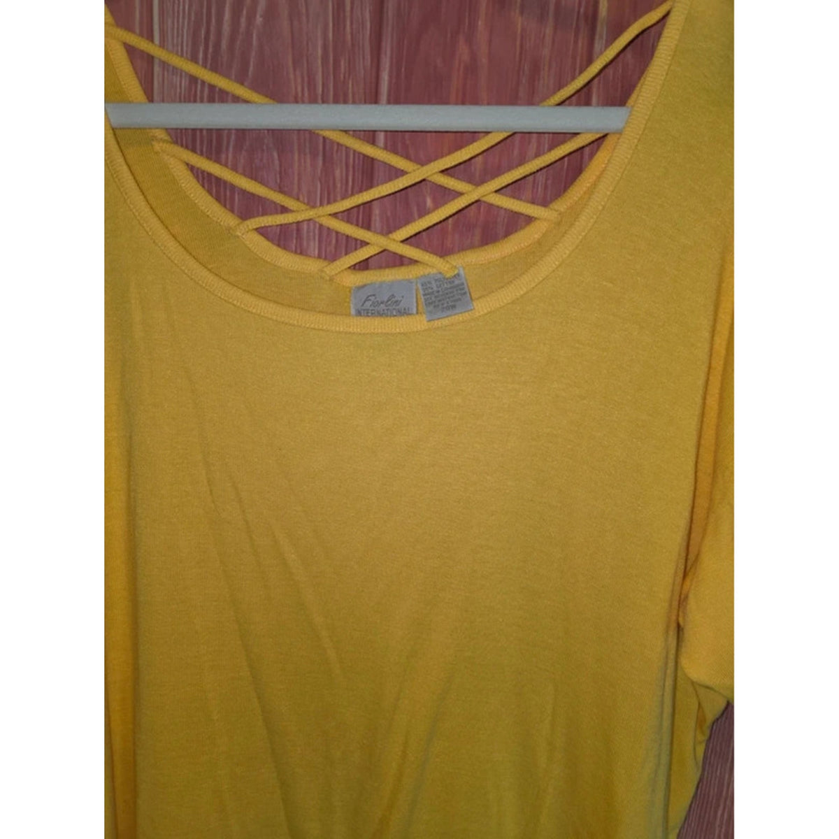 Fiorlini International Yellow Crisscross Strappy Scoop Neck Top 20W Plus
