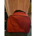 Brick Red Canvas Shoe Bag Travel Packing Cube Brown Faux Leather Trim