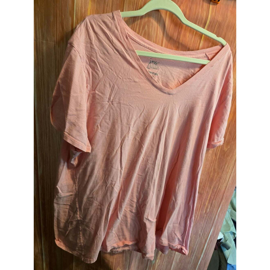 Just My Size by Hanes Essentials V-Neck Short Sleeve T-Shirt Pink 4X 26W/28W