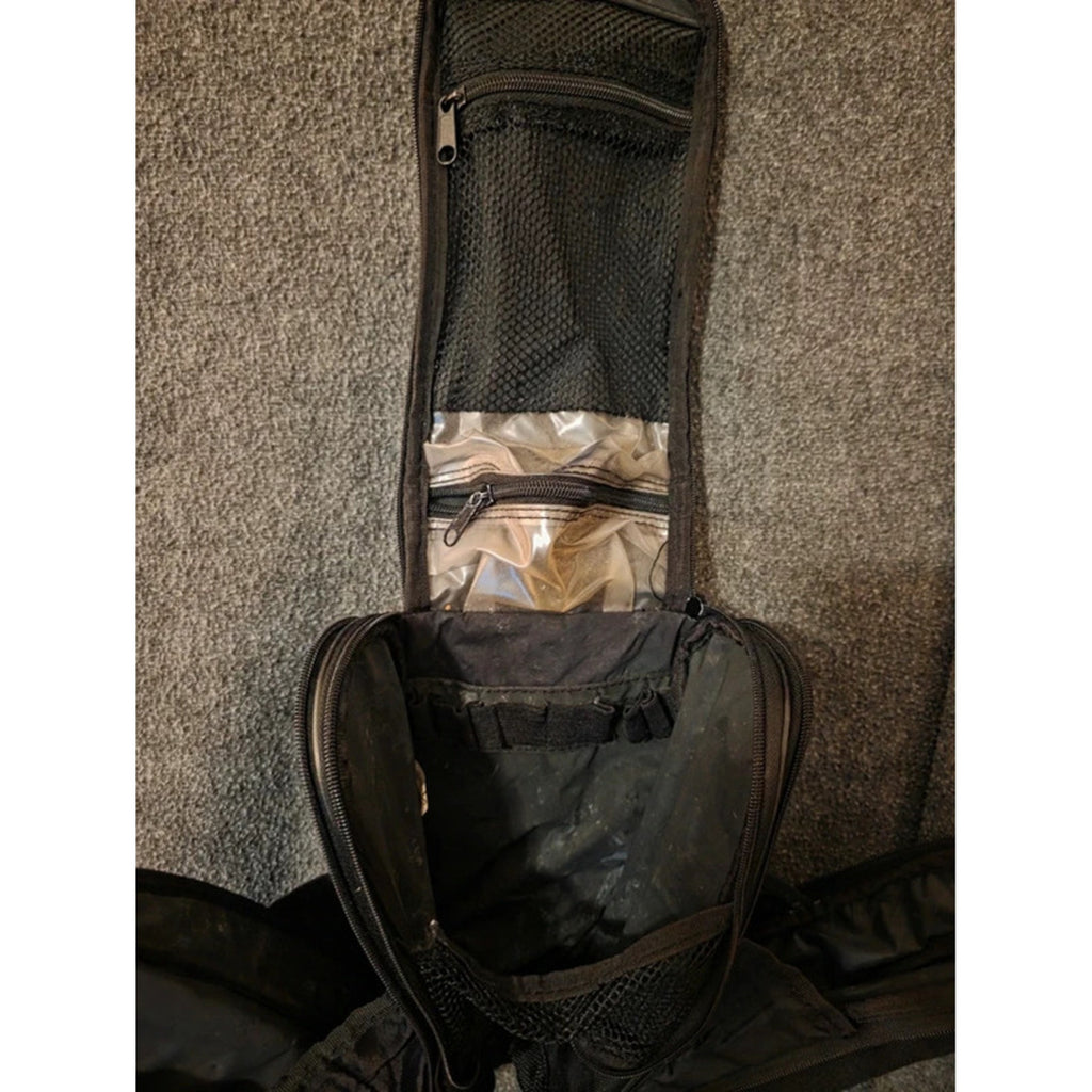 Hanging Travel Toiletry Bag Makeup Organizer Black Multiple Pockets Mirror Hook