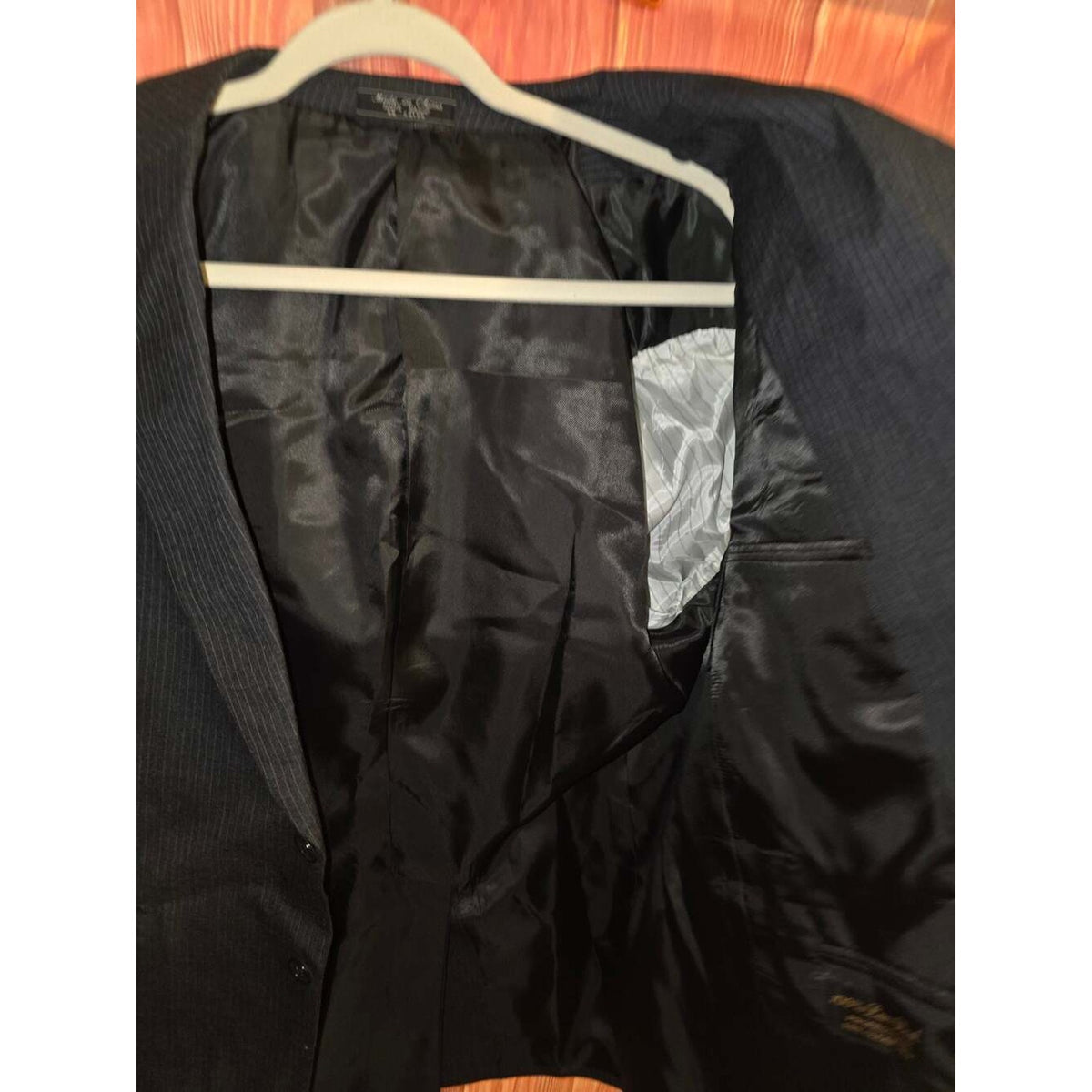 DKNY Mens Sport Coat Dark Grey With Pinstripe