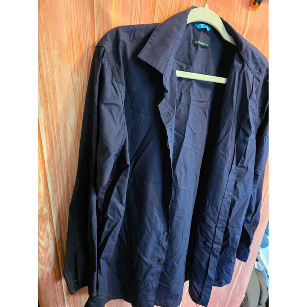Van Heusen Studio Slim Fit Navy Blue Dress Shirt 16-16.5 32/33