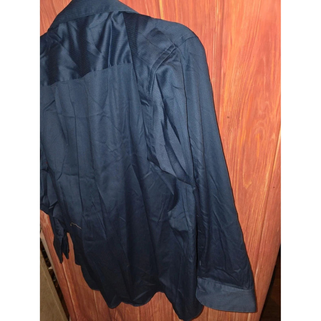 Geoffrey Beene Men's Navy Blue Wrinkle Free Long Sleeve Dress Shirt 16.5 34/35 L