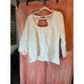 Carolina Colours Plus White 100% Cotton Peasant Blouse 24W Tie Back