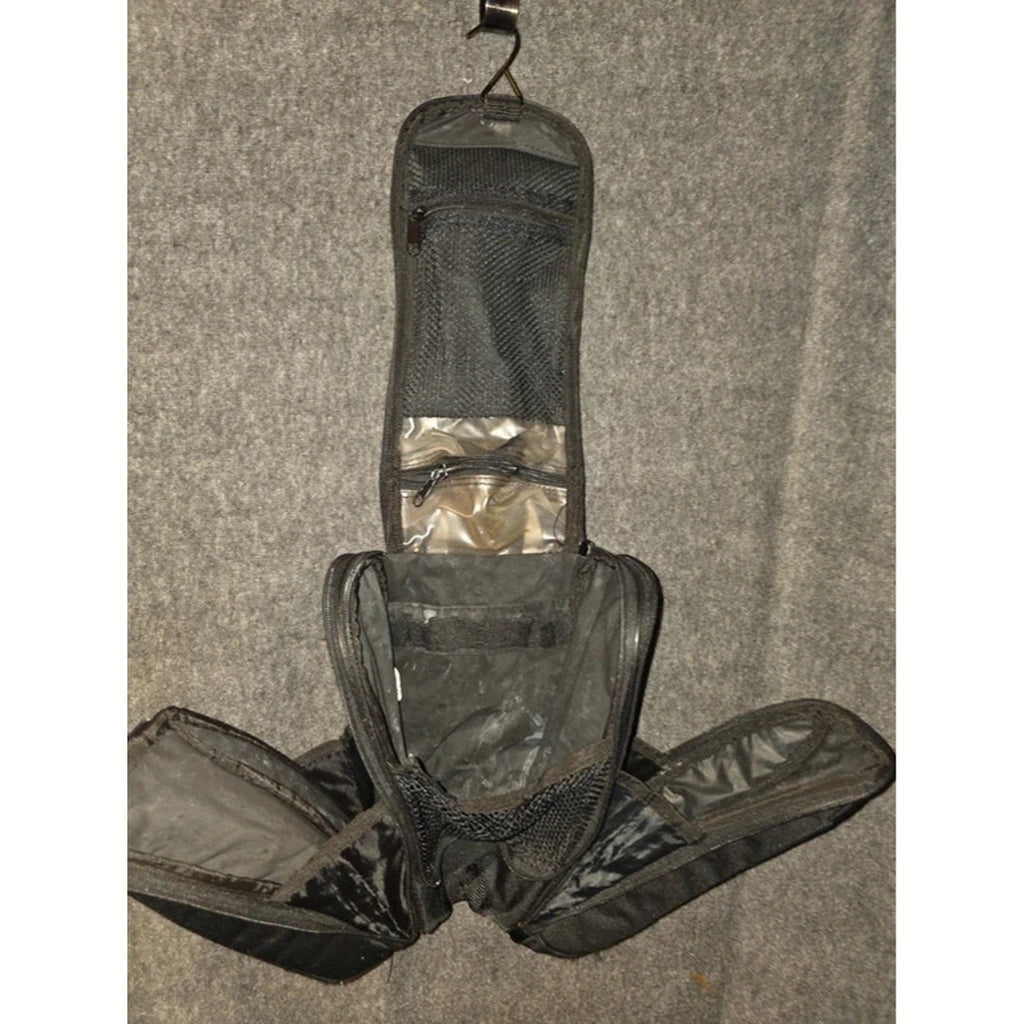 Hanging Travel Toiletry Bag Makeup Organizer Black Multiple Pockets Mirror Hook