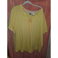Just My Size JMS Yellow Lace-Up V-Neck Short Sleeve Top Shirt