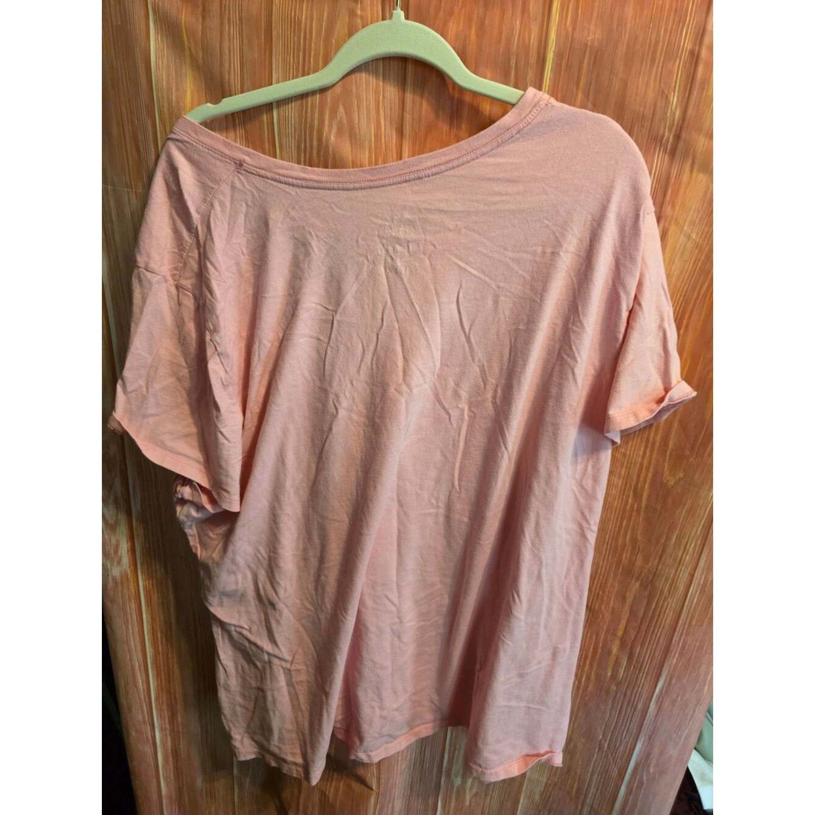 Just My Size by Hanes Essentials V-Neck Short Sleeve T-Shirt Pink 4X 26W/28W