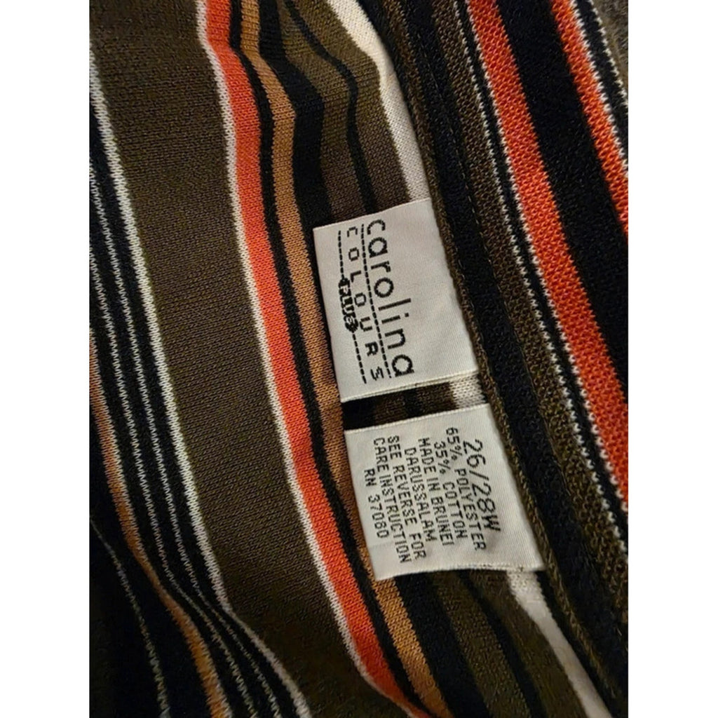 Carolina Colours Plus Women’s 26/28W Vintage 70s Striped Johnny Collar Polo Top