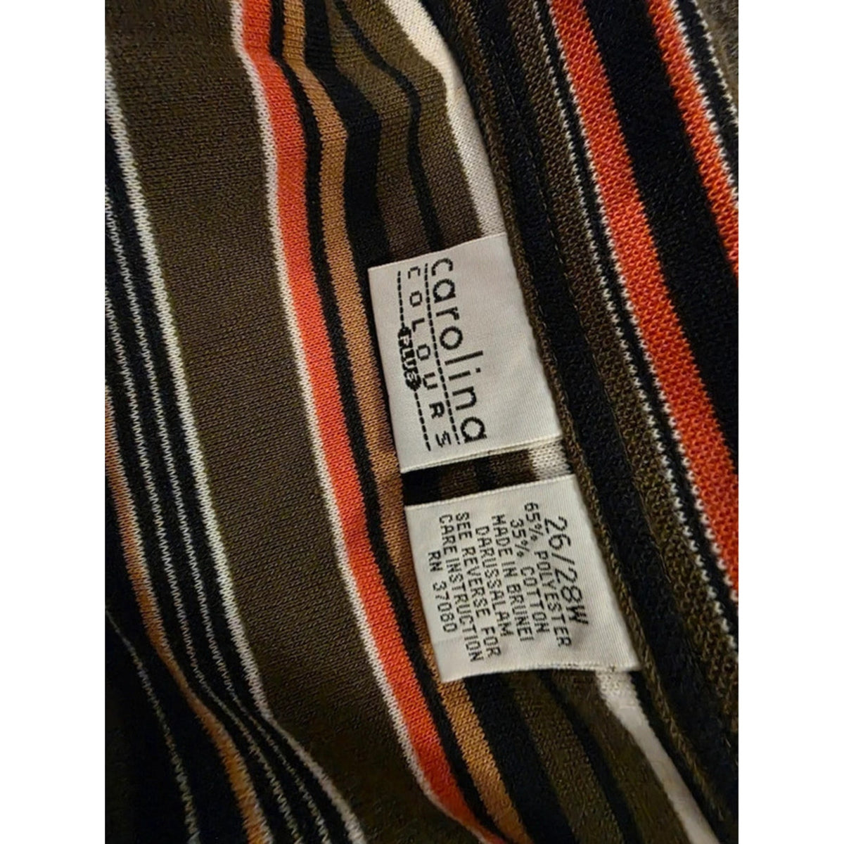 Carolina Colours Plus Women’s 26/28W Vintage 70s Striped Johnny Collar Polo Top