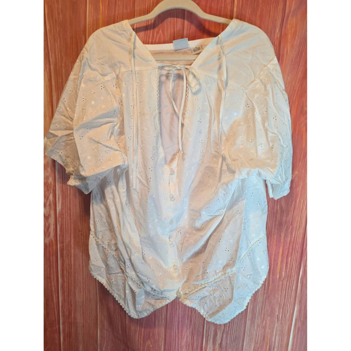 Carolina Colours Plus White Eyelet High Low Handkerchief Peasant Top 24 Cotton
