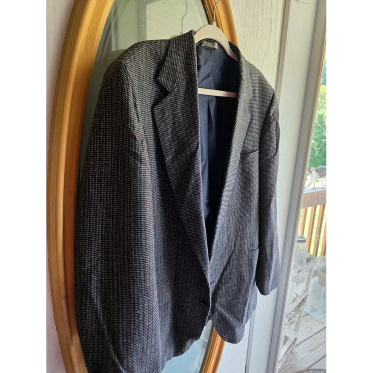 Vintage Haggar Tweed Plaid Houndstooth Blazer Sport Coat Made in USA 2-Button