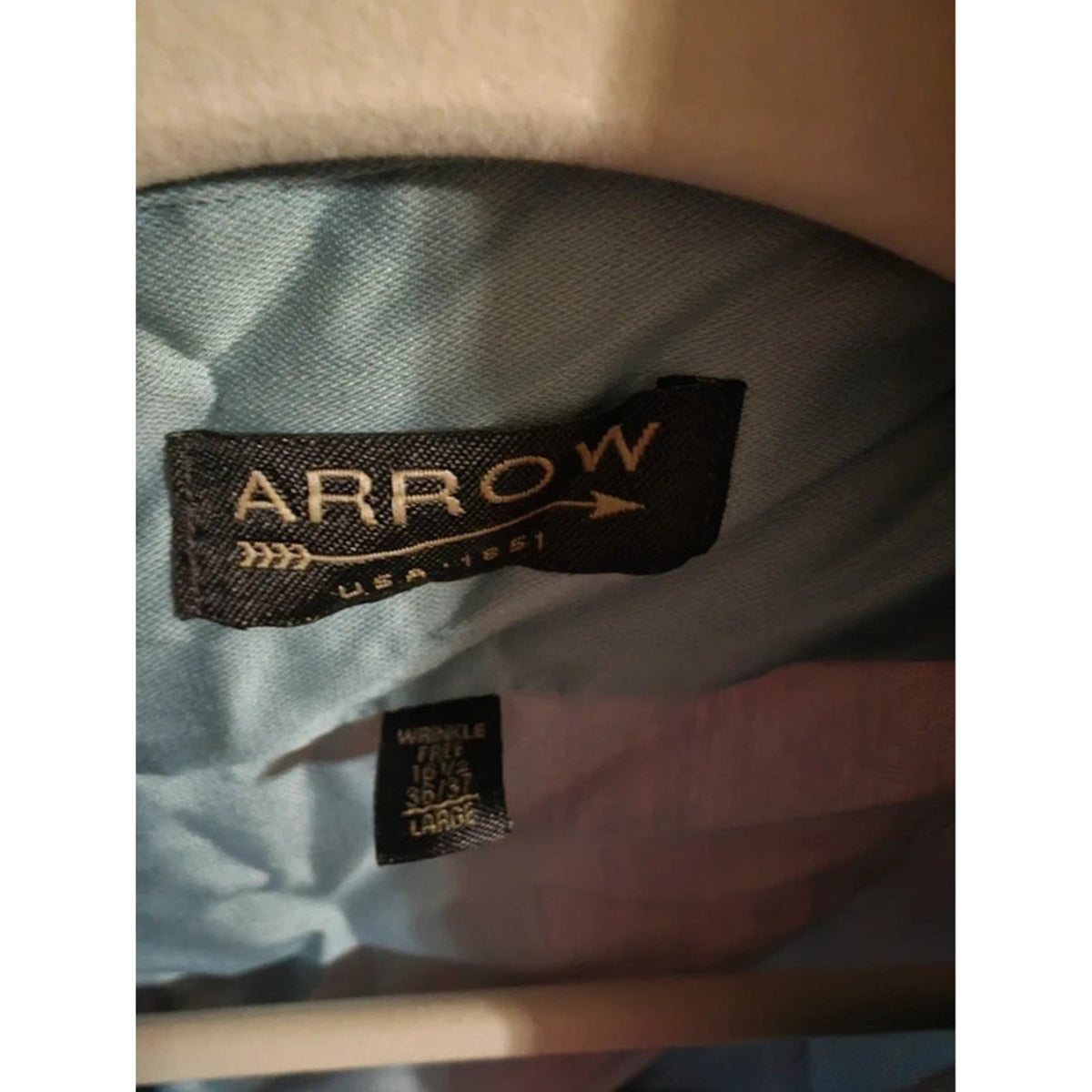 Arrow Mens Large Wrinkle Free Dress Shirt Long Sleeve Sage Mint Green 16.5 36/37