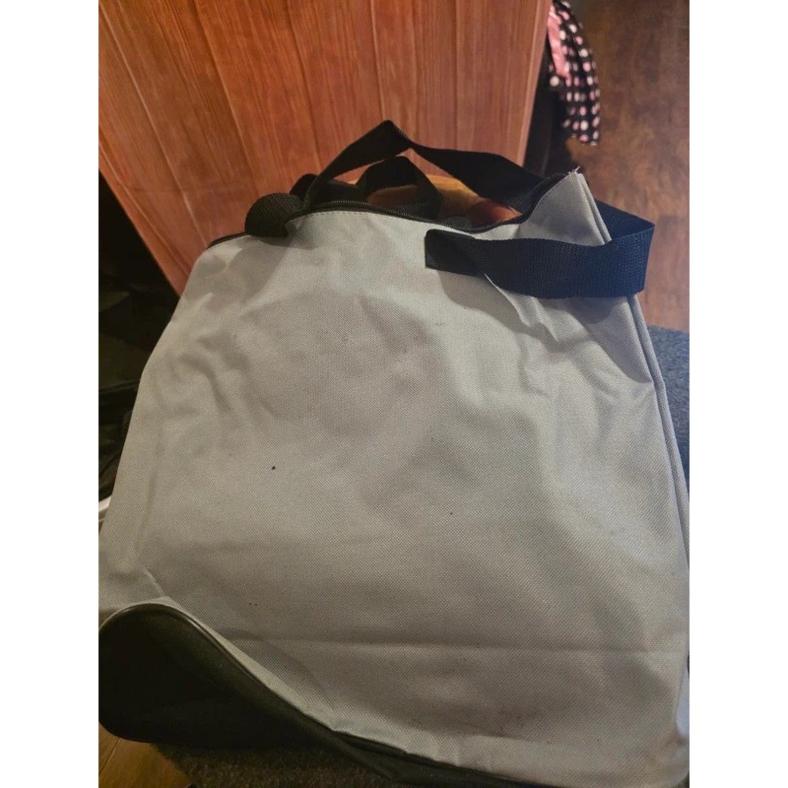 The High Road Agency Black Gray Canvas Zip Tote Bag Mesh Bottle Beach Shopper