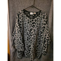 Carolina Colours Womens 22/24 Vintage Grey Black Leopard Animal Print Sweater
