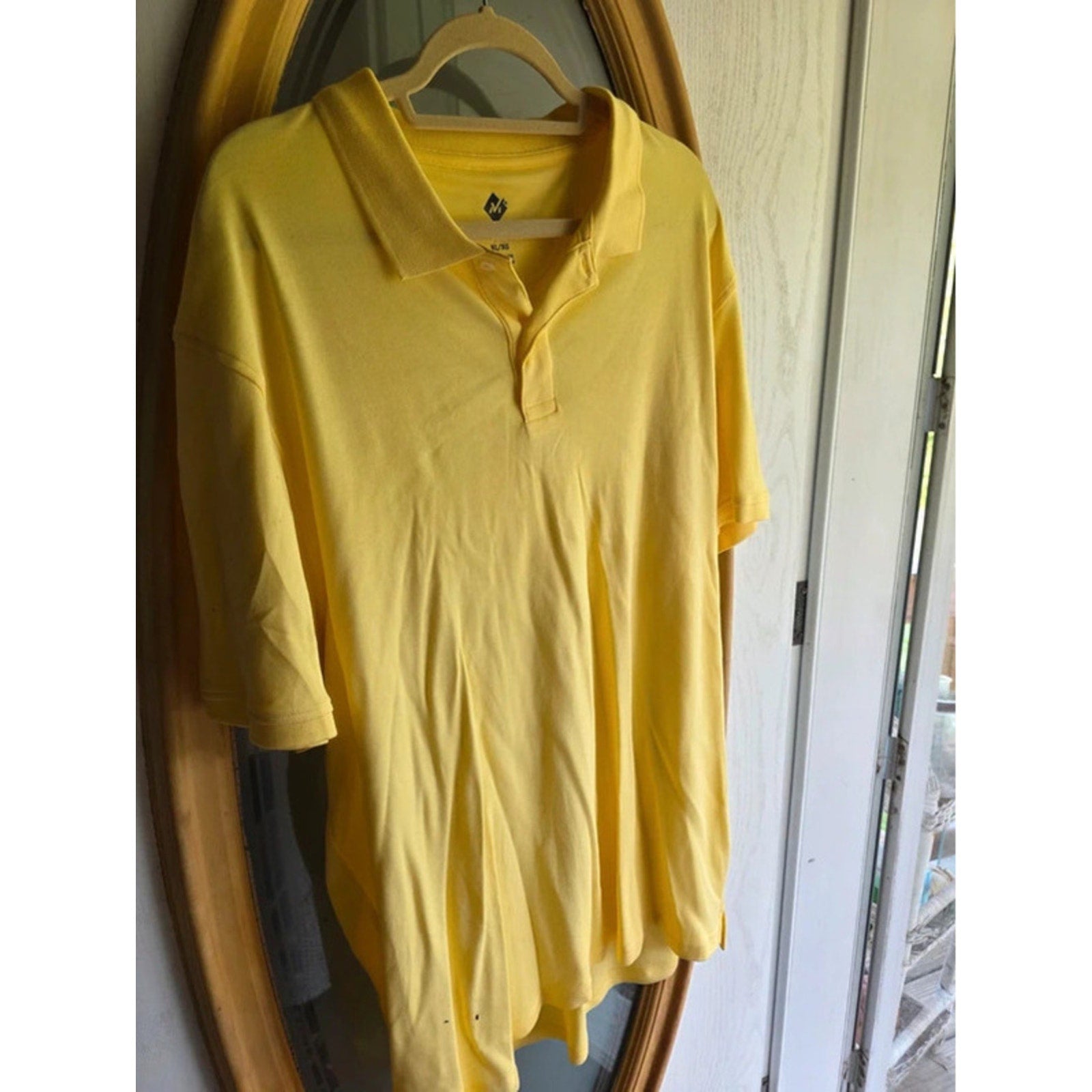Members Mark Mens Size XL Solid Pastel Butter Yellow Egyptian Cotton Polo Top