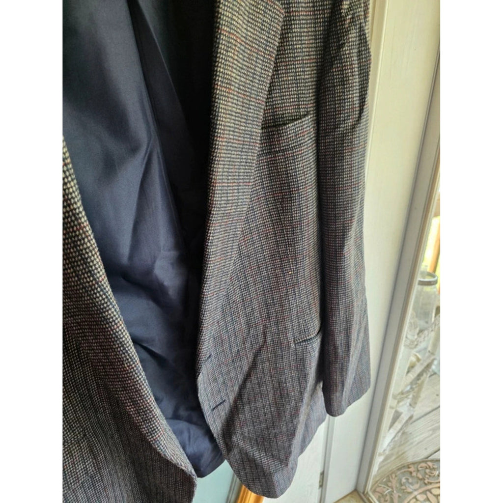 Vintage Haggar Tweed Plaid Houndstooth Blazer Sport Coat Made in USA 2-Button