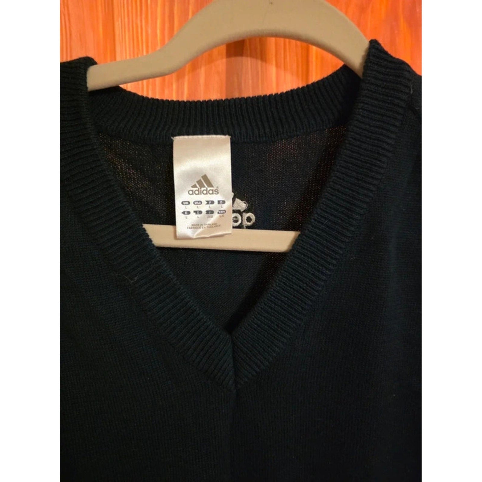 Adidas Mens Large Navy Blue Knit Golf Sweater Vest V-Neck Preppy Retro Top