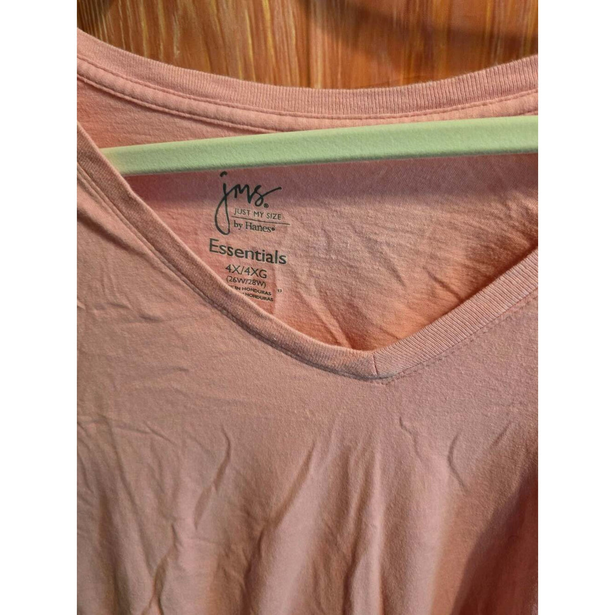 Just My Size by Hanes Essentials V-Neck Short Sleeve T-Shirt Pink 4X 26W/28W