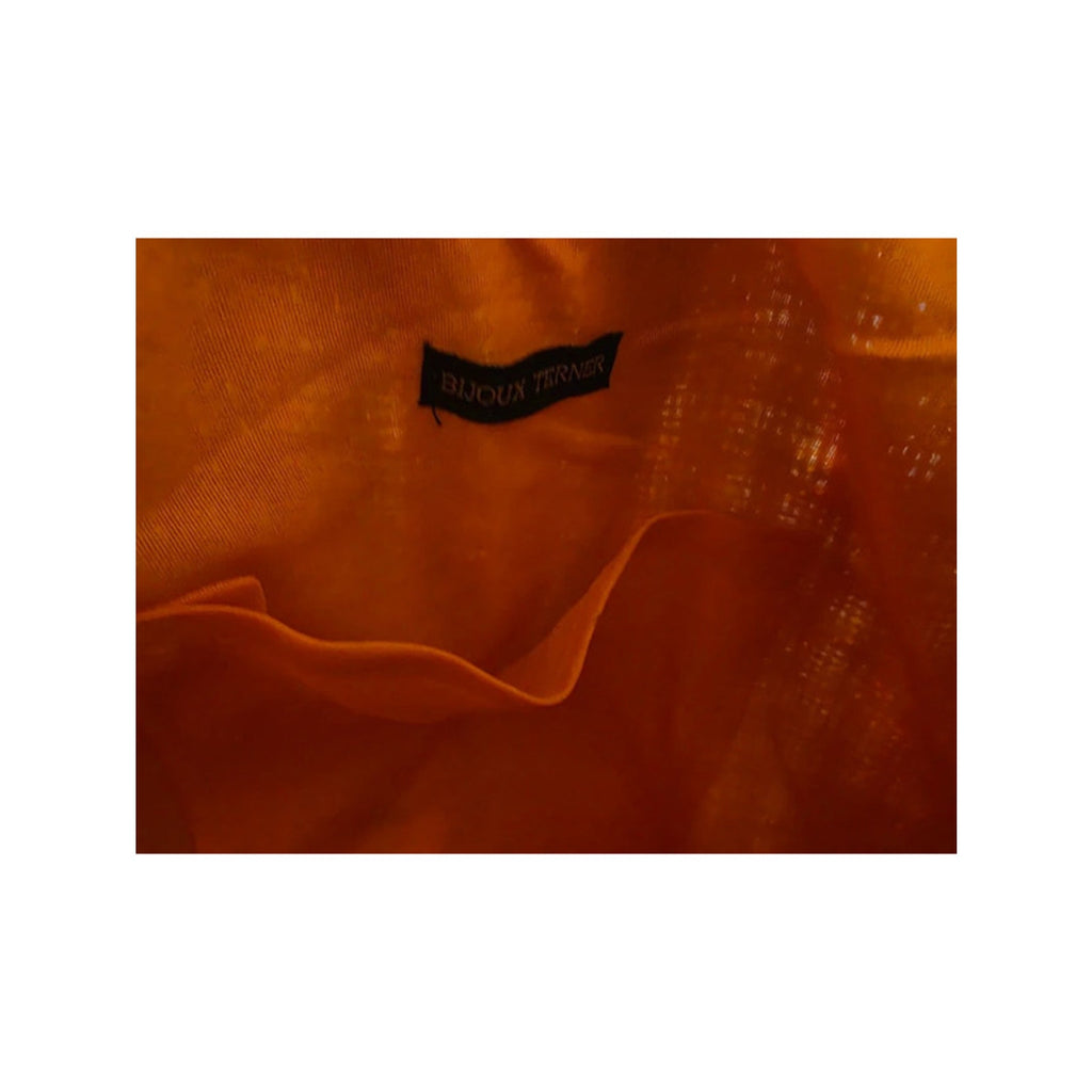 Bijoux Terner Orange Lime Woven Raffia Straw Tote Bag Sparkle Shimmer Beach