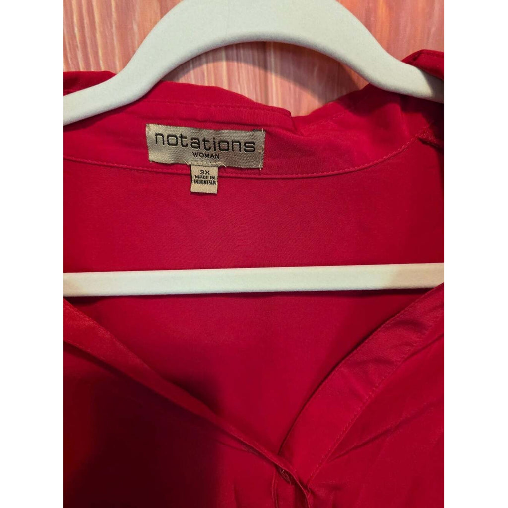 Notations Woman Red Button Down Long Sleeve Shirt Size 3X
