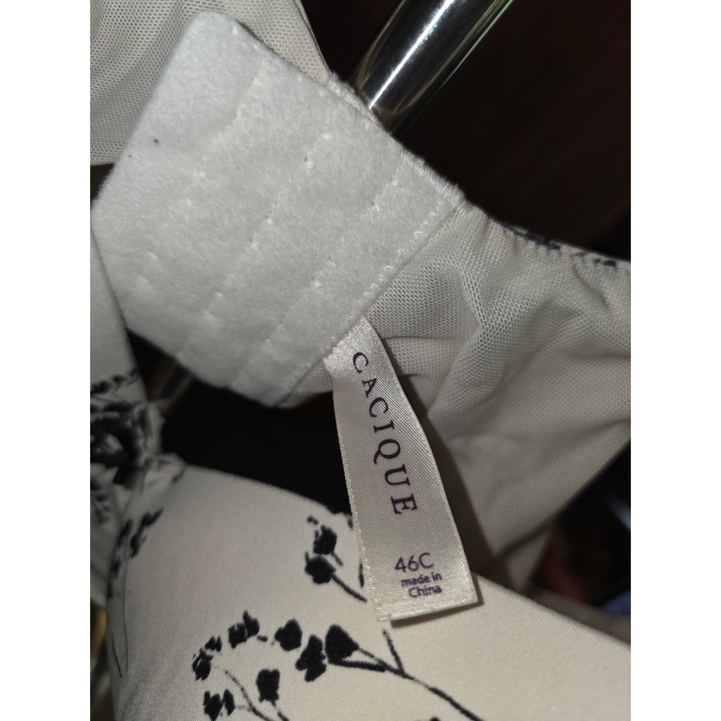 Cacique Lane Bryant Lightly Lined Full Coverage Bra 46C White Black Floral