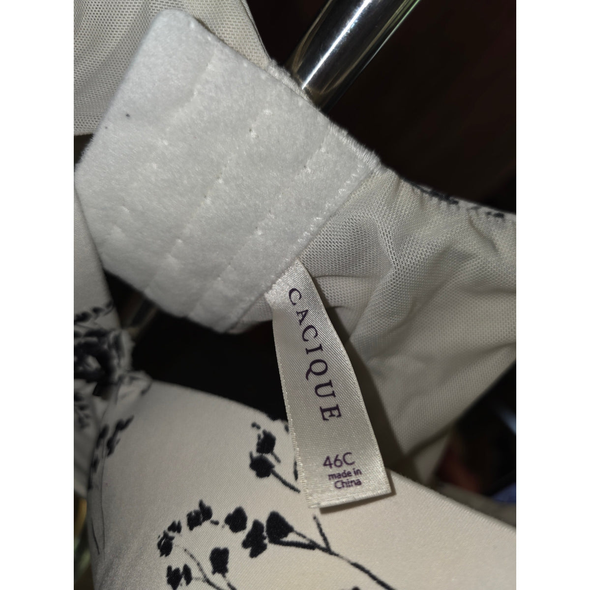 Cacique Lane Bryant Lightly Lined Full Coverage Bra 46C White Black Floral