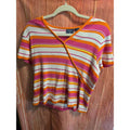 Mountain Lake Short Sleeve Striped V-Neck Wrap Knit T-Shirt Medium