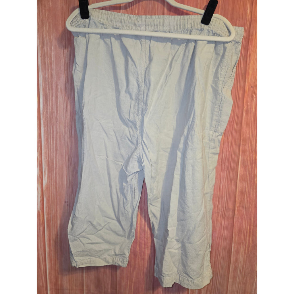 Koret Womens 3X Cotton Capri Pants Elastic Waist Drawstring Pockets Light Khaki