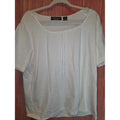 Extra Touch International White Satin Trim Ribbon Tie Scoop Neck Top 3X