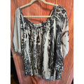 Cato Woman Black and White Abstract Print Layered Sheer Blouse Size 26/28W