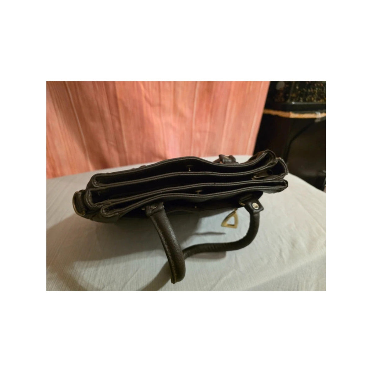 Vintage 80s / 90s Dark Brown Patchwork Shoulder Bag - Multi Compartment