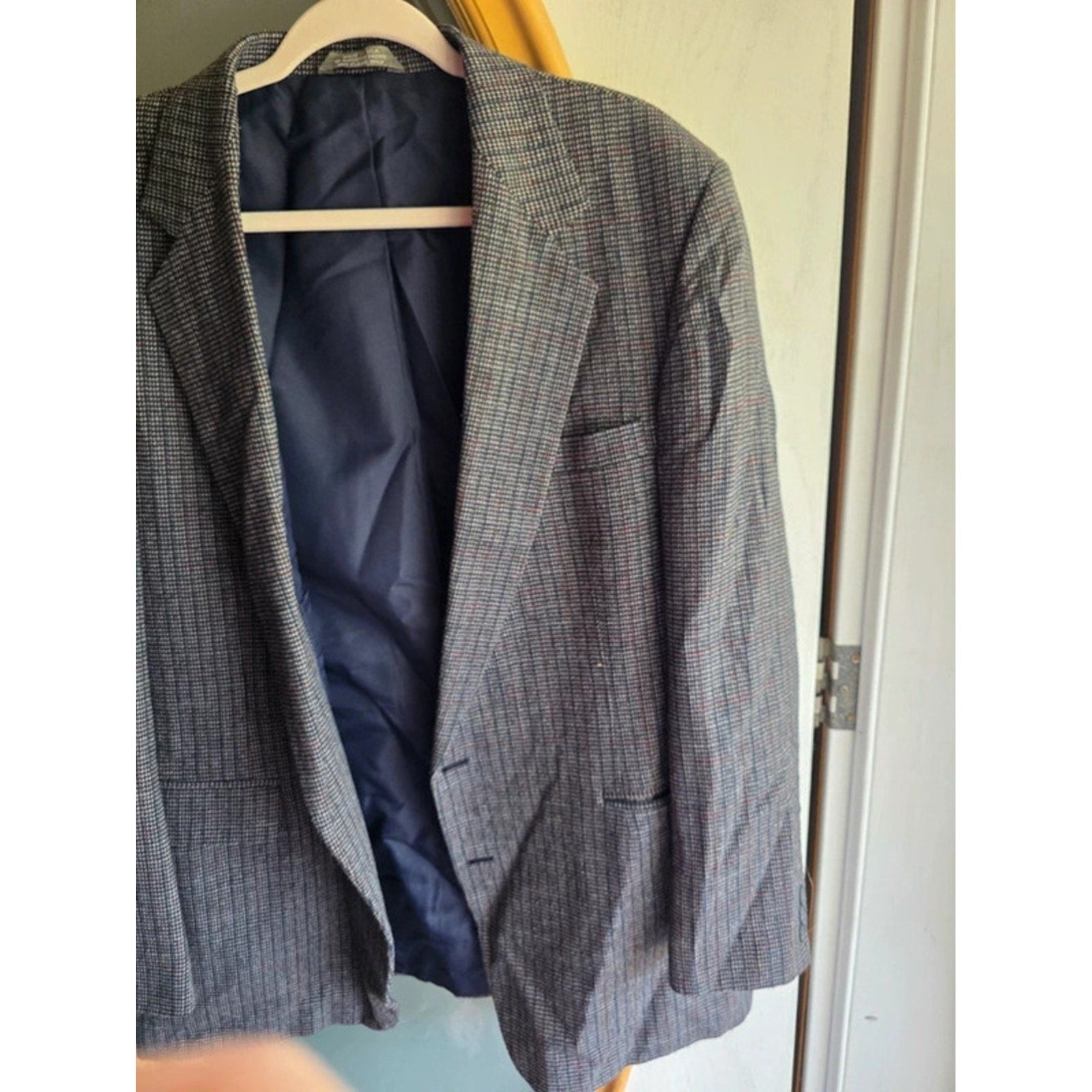 Vintage Haggar Tweed Plaid Houndstooth Blazer Sport Coat Made in USA 2-Button