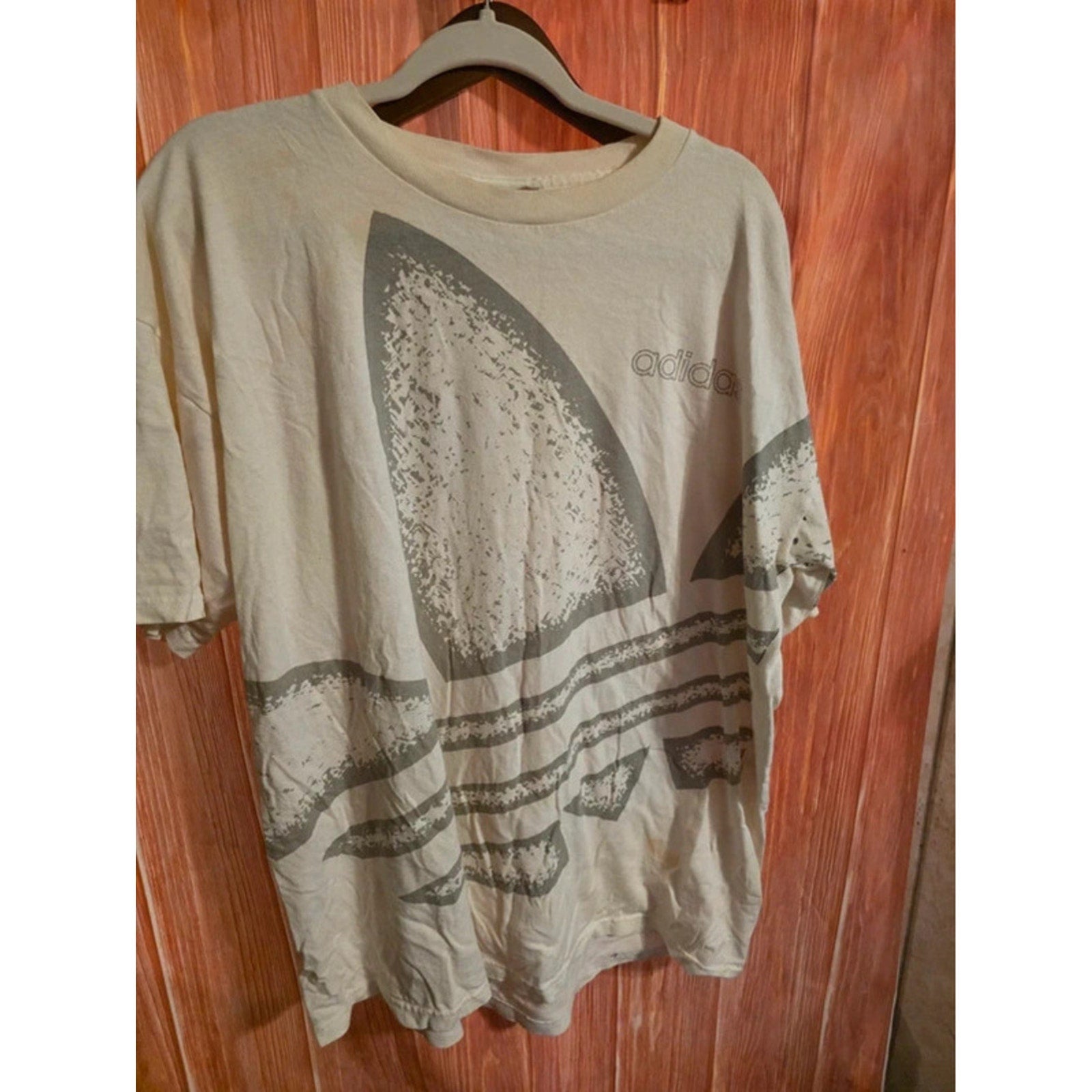 Vintage 80s/90s Adidas Oversized Big Trefoil Wrap Graphic T-Shirt