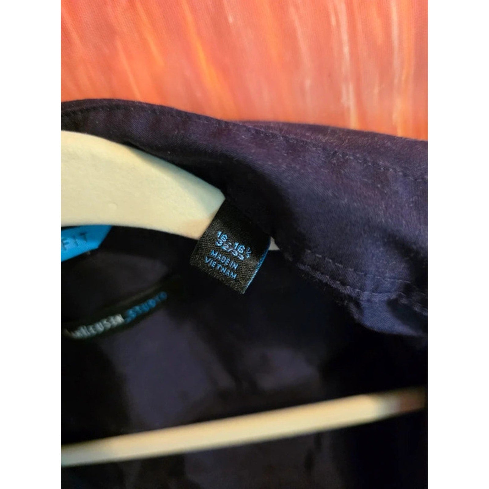 Van Heusen Studio Slim Fit Navy Blue Dress Shirt 16-16.5 32/33