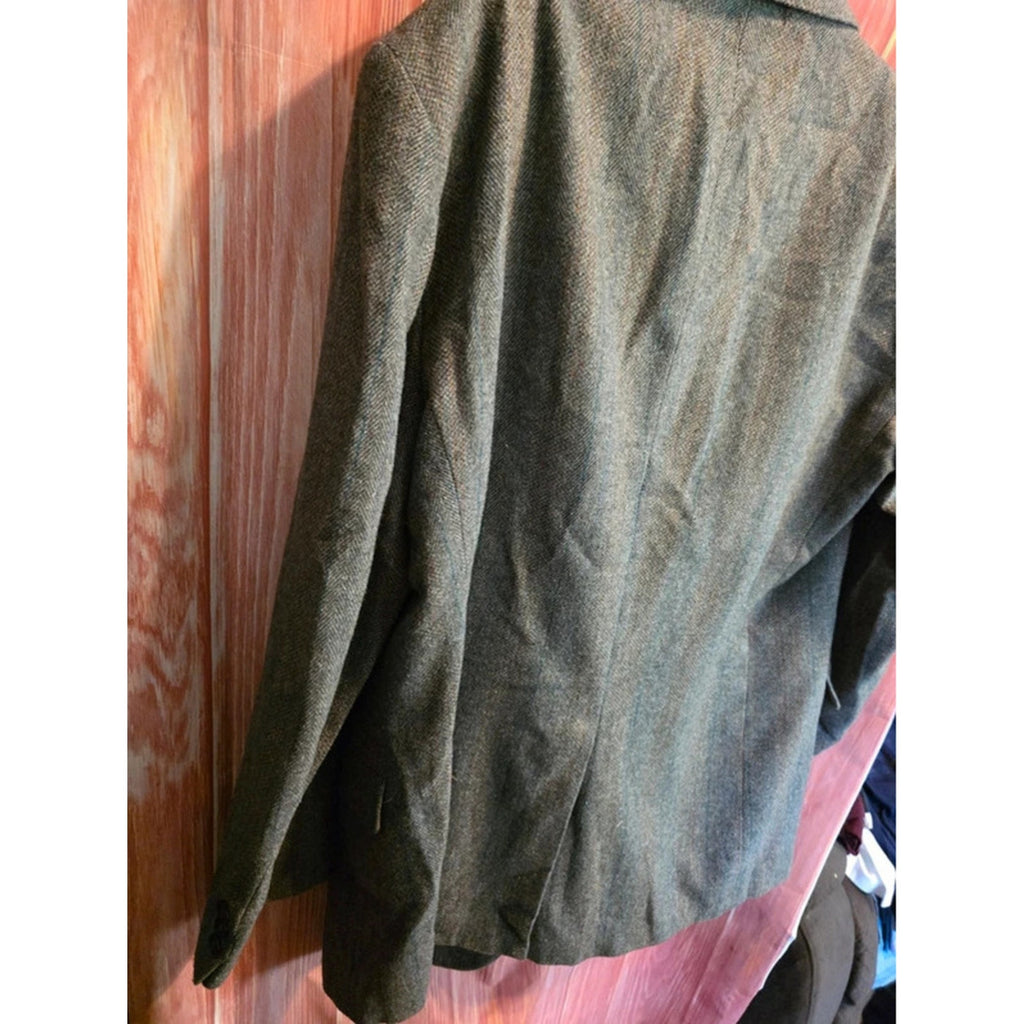 Vintage Towncraft Mens Herringbone Tweed Blazer Sport Coat Gray Plaid 2-Button