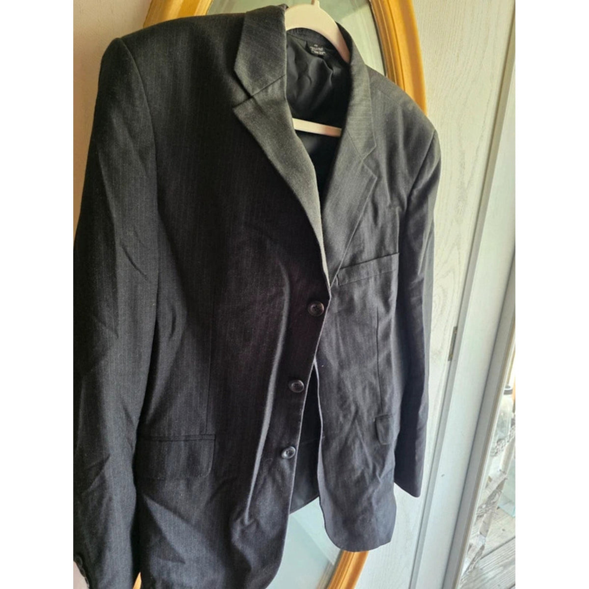Attention Mens 42R Charcoal Gray Pinstripe 3-Button Jacket Blazer Fully Lined