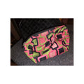 2 Makeup Bags Retro Mod Geometric Print Nylon & Black Quilted Patent Dome Pouch