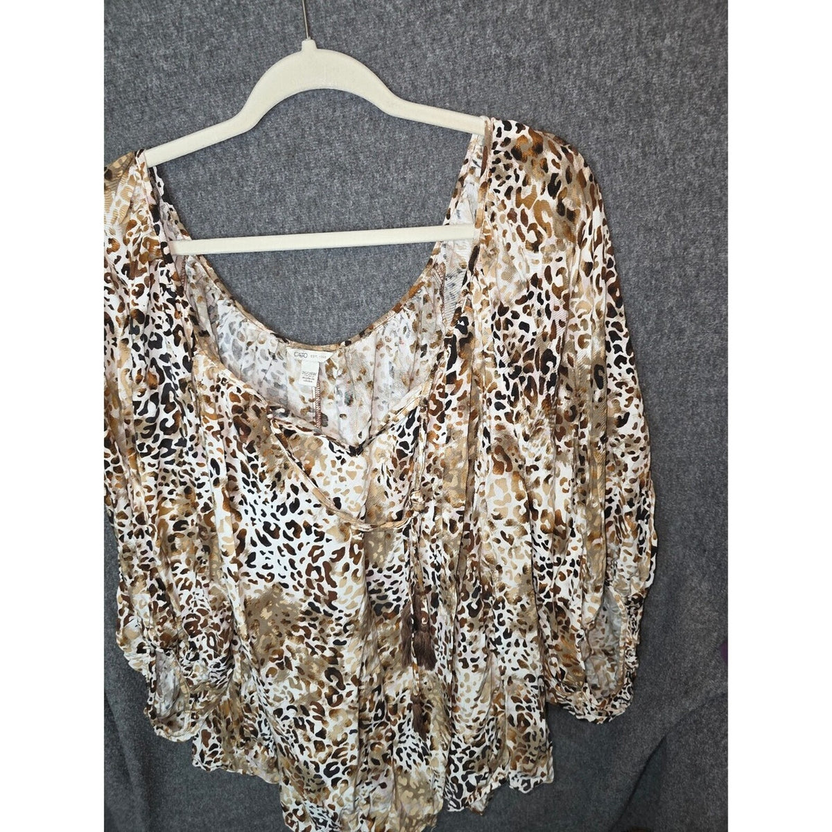 Cato Women's Brown Animal Print Blouse Size 2X