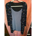 Rose in Green Cardigan and Tank Top Set Black Blue Circle Pattern Size XL