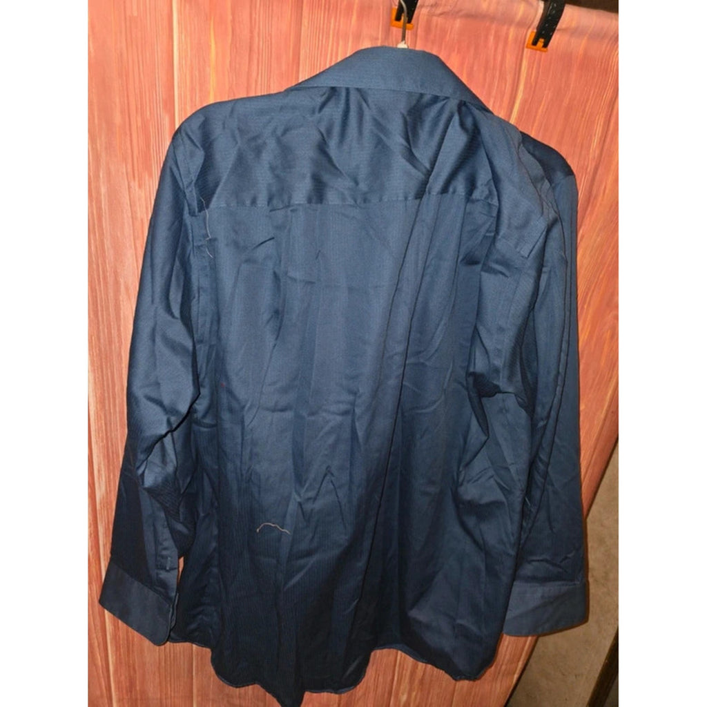 Geoffrey Beene Men's Navy Blue Wrinkle Free Long Sleeve Dress Shirt 16.5 34/35 L
