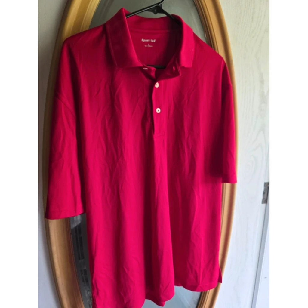 Sport-Tek Mens Size Large Hot Pink Moisture Wicking Short Sleeve Polo Shirt
