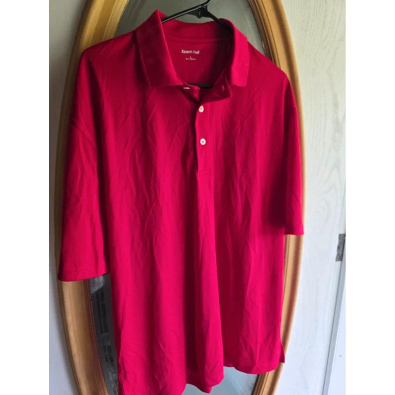 Sport-Tek Mens Size Large Hot Pink Moisture Wicking Short Sleeve Polo Shirt