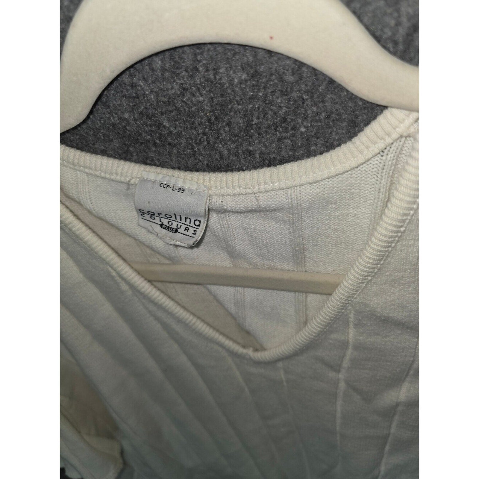 Carolina Colurs White V-Neck Short Sleeve Sweater 22/24