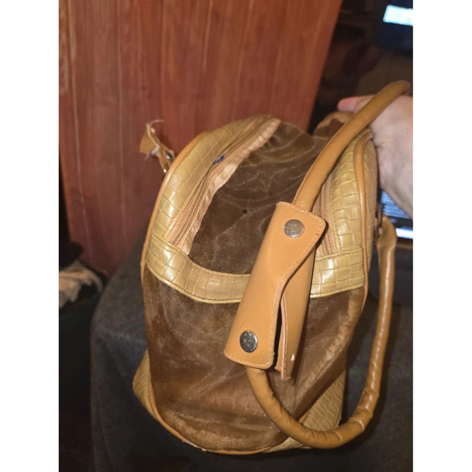 Companion Road Tan Beige Woven Pet Carrier Small Dog Cat Travel TLC Repurpose