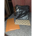 4 Pc Black Leather Crossbody Bag Checkbook Covers& Card Holder Wallet Set Travel